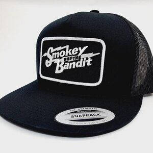 Smokey And The Bandit 70s Movie Embroidered Patch Flat Bill Trucker Mesh Cap Hat